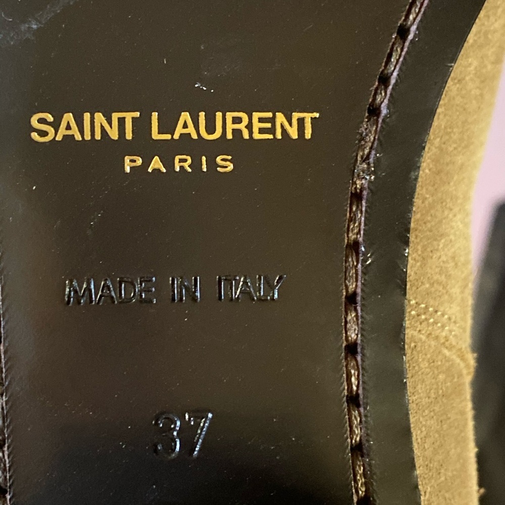 Saint Laurent Taupe Suede Ankle Boots with Buckle - Picture 8 of 11